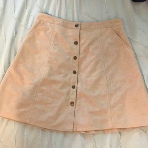 suede button skirt